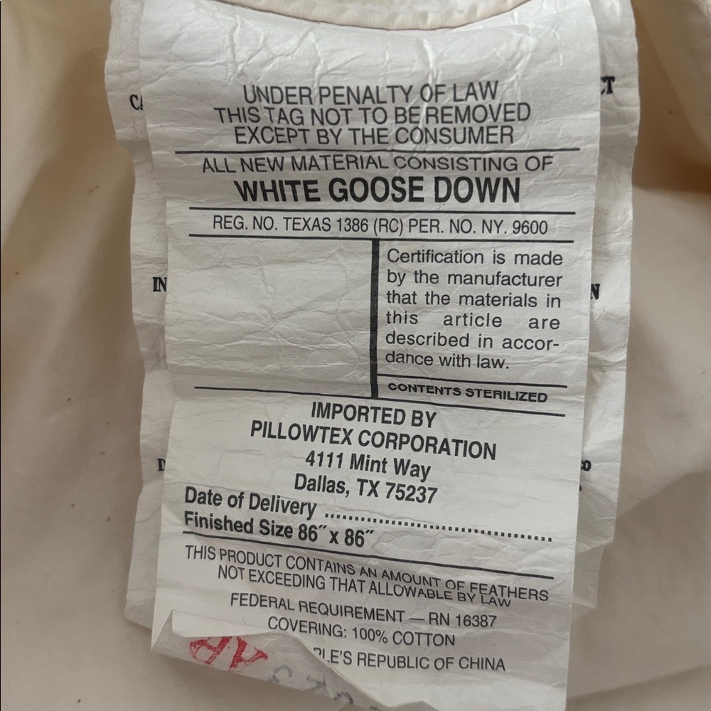 White goose down duvet full/queen - Picture 3 of 4